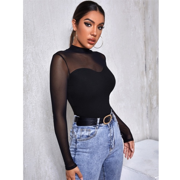 Black Mesh Long Sleeve Shirt - Picture 5 of 9